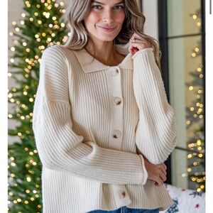 Elegant Cream Button-Up Cardigan